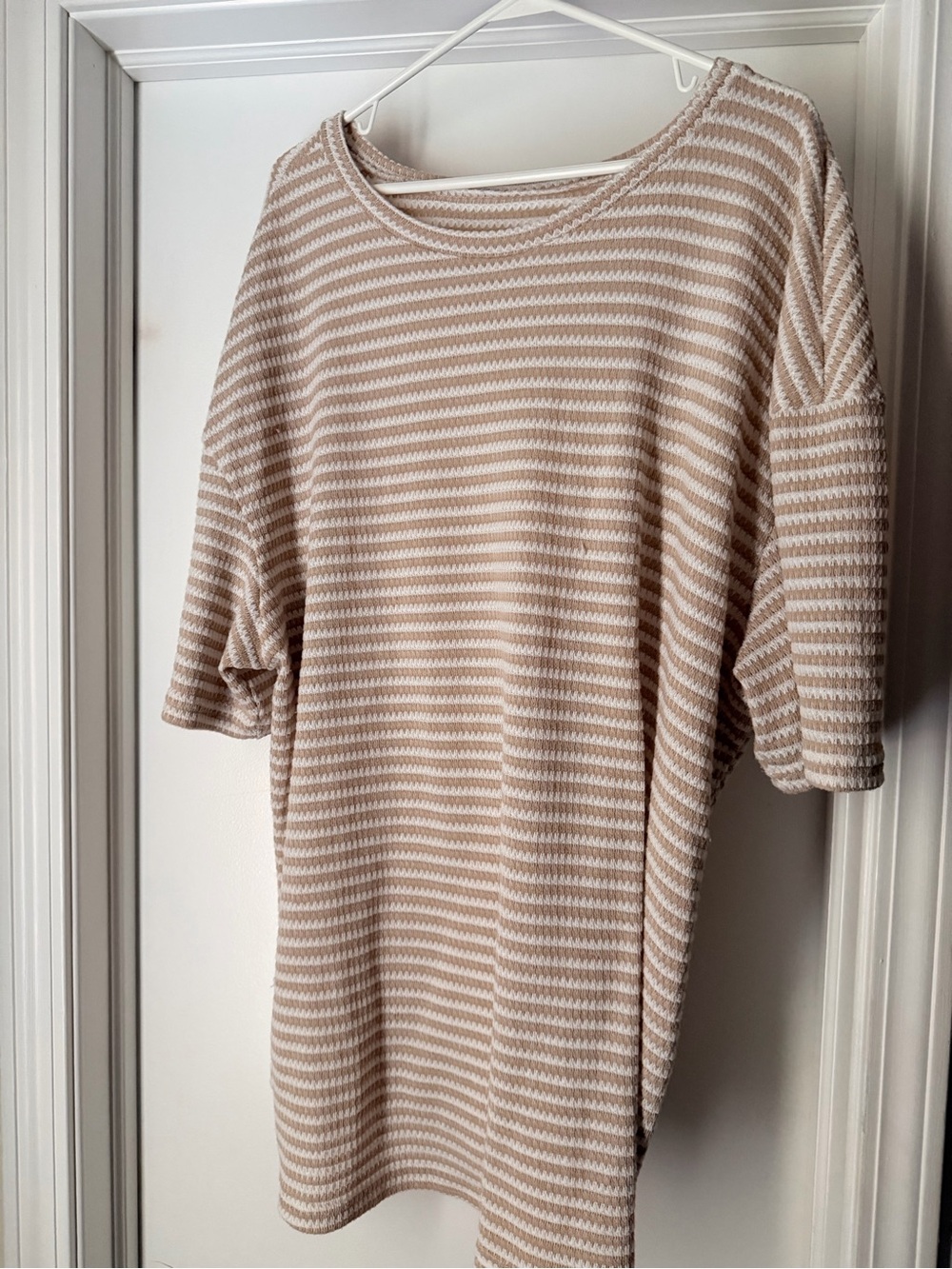 SHEIN Beige and White Striped Knit Tunic Matching Set